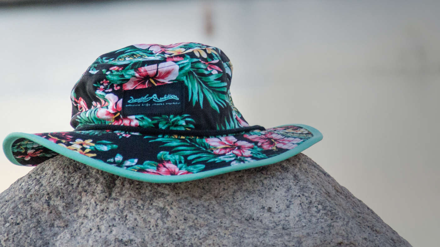 Boonie bucket hat sitting on large rock