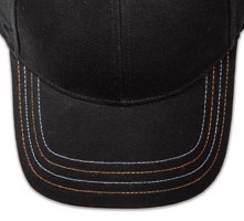 Pukka hat, visor stitching, 4 rows, 4 contrast stitch, 2 colors alternating