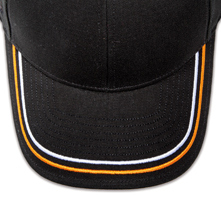 Pukka hat, visor stitching, 4 rows, 2 thick satin stitch, 1 color