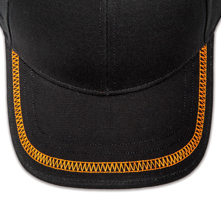 Pukka hat, visor stitching, 4 rows, flat lock stitch, 1 color