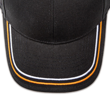 Pukka hat, visor stitching, 8 rows, 2 thick satin stitch, 2 color